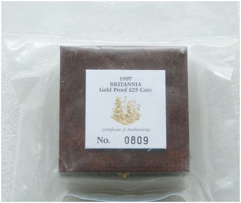 1997 Britannia £25 Gold Proof 1/4oz Coin Box Coa Sealed