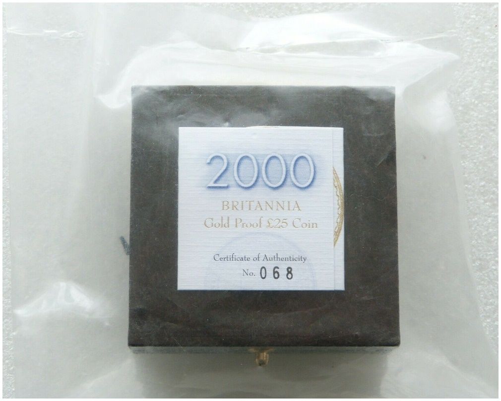 2000 Britannia £25 Gold Proof 1/4oz Coin Box Coa Sealed