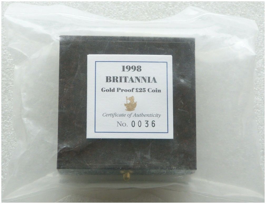 1998 Britannia £25 Gold Proof 1/4oz Coin Box Coa Sealed 1998 Britannia £25 Gold Proof 1/4oz Coin Box Coa Sealed