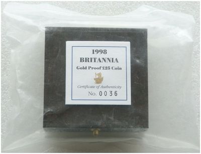 1998 Britannia £25 Gold Proof 1/4oz Coin Box Coa Sealed 1998 Britannia £25 Gold Proof 1/4oz Coin Box Coa Sealed
