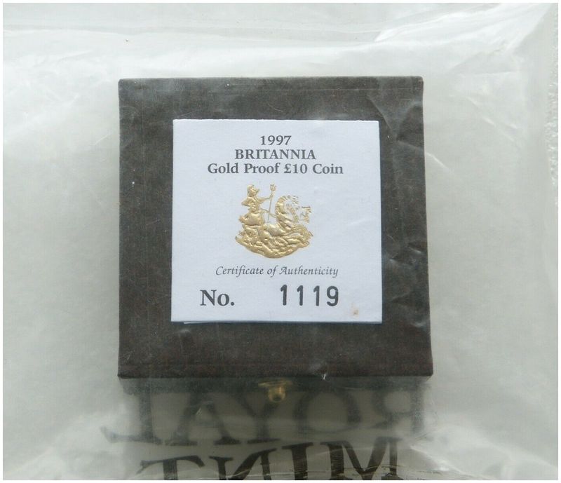 1997 Britannia £10 Gold Proof 1/10oz Coin Box Coa Sealed
