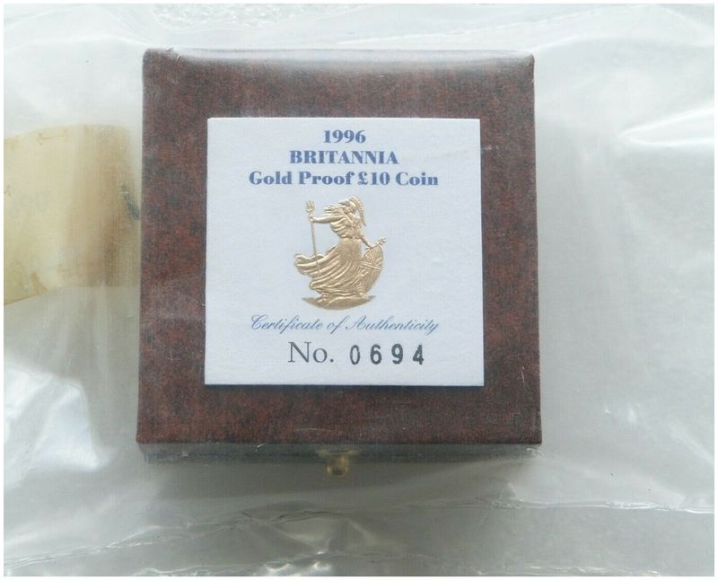 1996 Britannia £10 Gold Proof 1/10oz Coin Box Coa Sealed