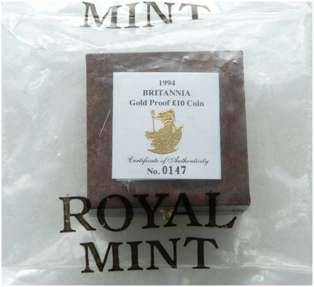 1994 Britannia £10 Gold Proof 1/10oz Coin Box Coa Sealed 1994 Britannia £10 Gold Proof 1/10oz Coin Box Coa Sealed