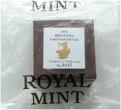 1994 Britannia £10 Gold Proof 1/10oz Coin Box Coa Sealed 1994 Britannia £10 Gold Proof 1/10oz Coin Box Coa Sealed