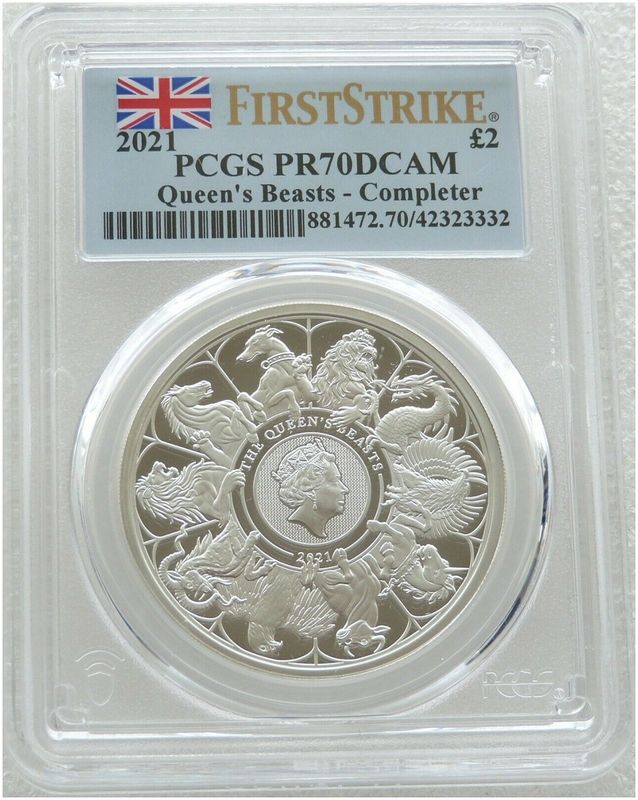 2021 Queen's Beasts Completer £2 Silver Proof 1oz Coin PCGS PR70 DCAM First Strike