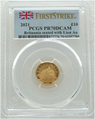 2021 Britannia £10 Gold Proof 1/10oz Coin PCGS PR70 DCAM First Strike