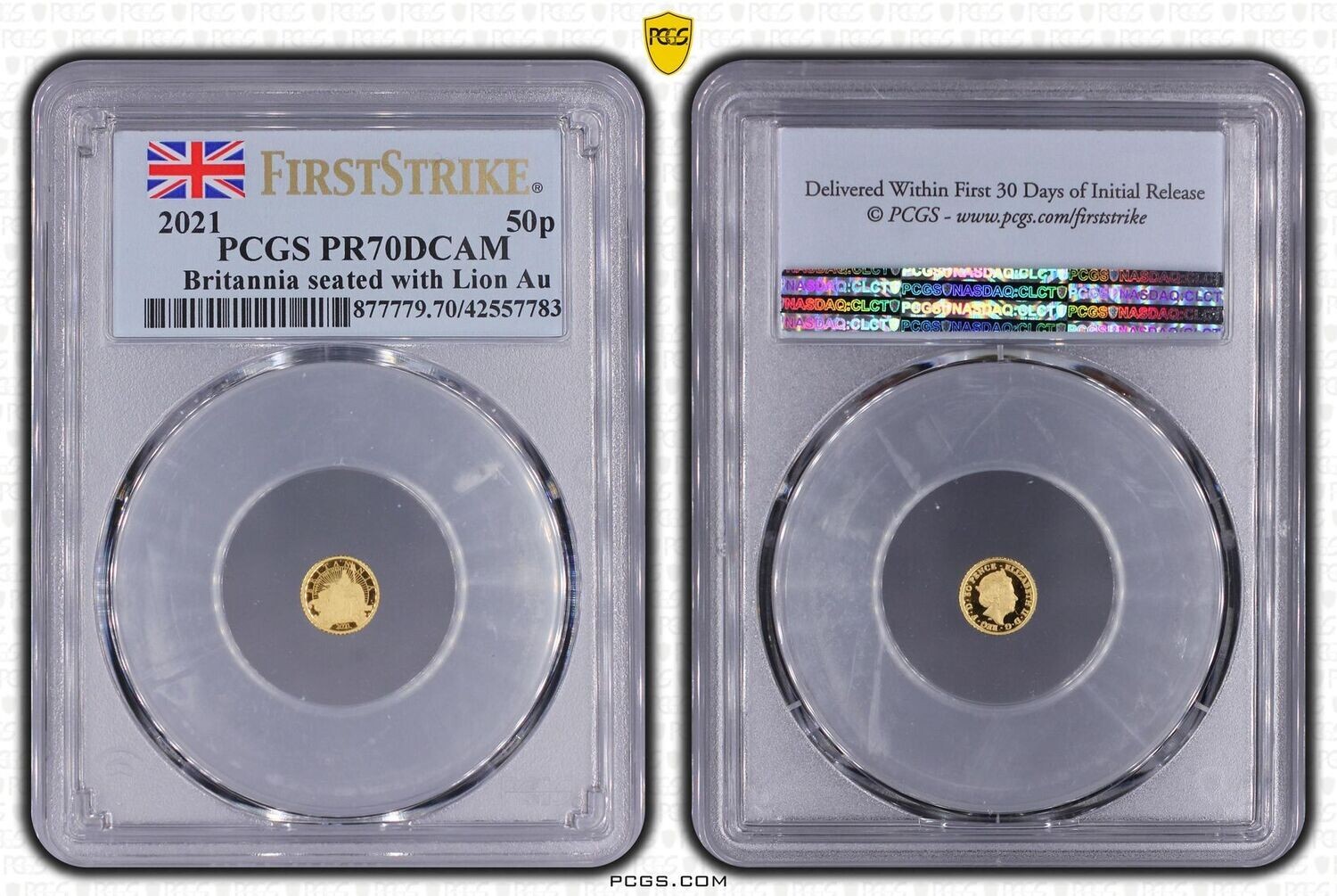 2021 Britannia 50p Gold Proof 1/40oz Coin PCGS PR70 DCAM First Strike 2021 Britannia 50p Gold Proof 1/40oz Coin PCGS PR70 DCAM First Strike