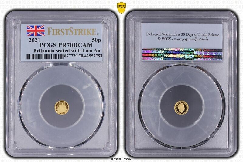 2021 Britannia 50p Gold Proof 1/40oz Coin PCGS PR70 DCAM First Strike 2021 Britannia 50p Gold Proof 1/40oz Coin PCGS PR70 DCAM First Strike