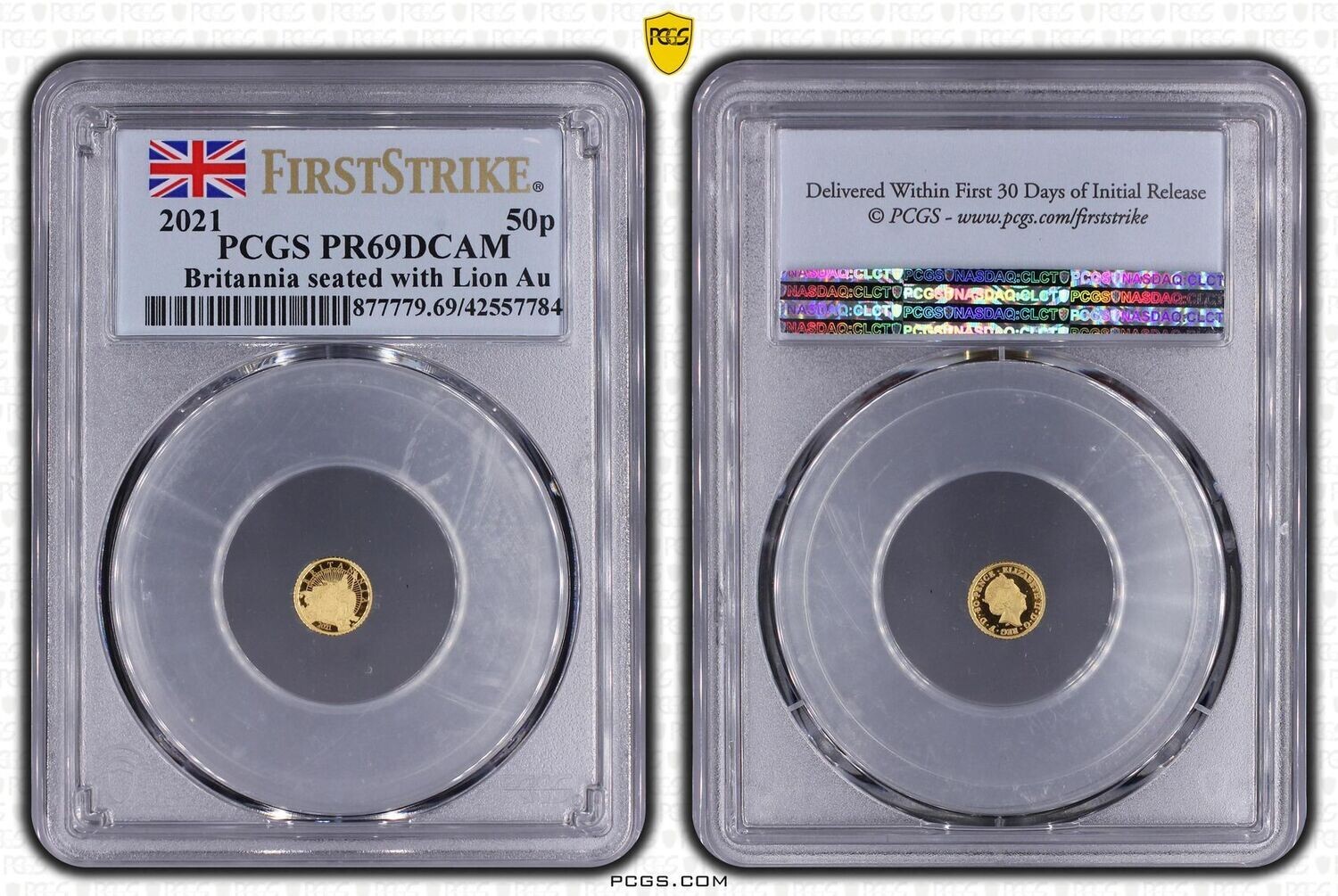 2021 Britannia 50p Gold Proof 1/40oz Coin PCGS PR69 DCAM First Strike