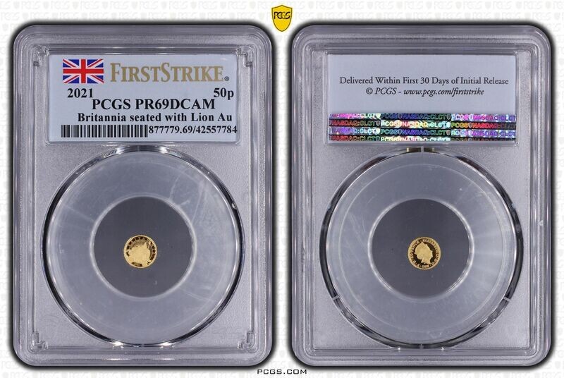2021 Britannia 50p Gold Proof 1/40oz Coin PCGS PR69 DCAM First Strike