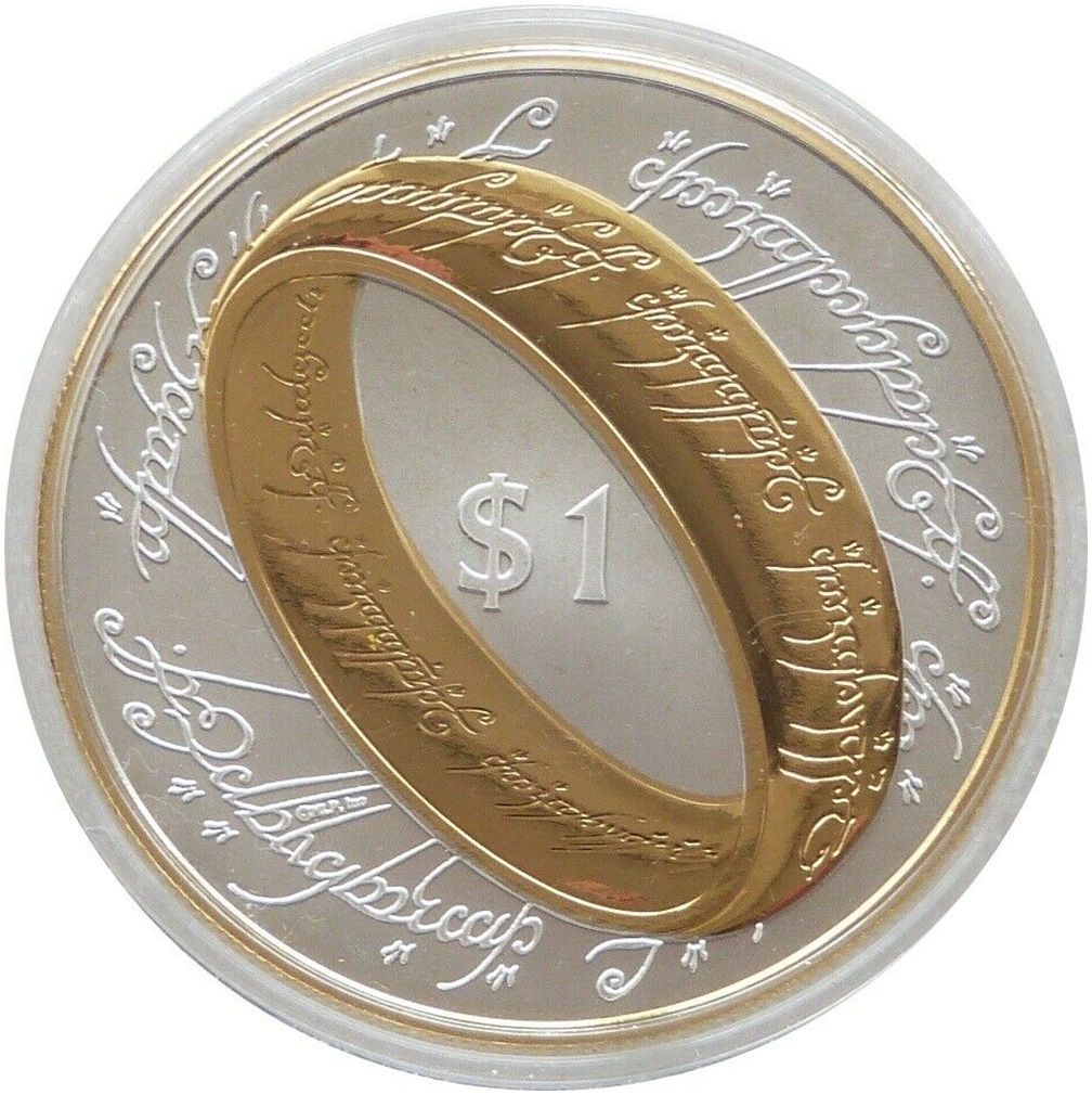 2003 New Zealand Lord of the Rings One Ring $1 Silver Gold Proof