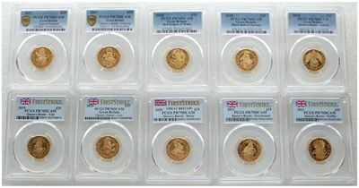 2017 - 2021 Queen's Beasts £25 Gold Proof 10 Coin Set PCGS PR70 DCAM First Strike