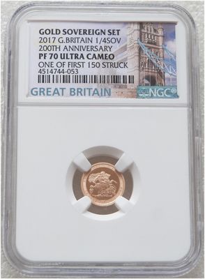 2017 Pistrucci Quarter Sovereign Gold Proof Coin NGC PF70 Ultra Cameo