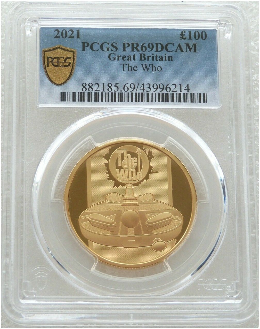 2021 Music Legends The Who £100 Gold Proof 1oz Coin PCGS PR69 DCAM 2021 Music Legends The Who £100 Gold Proof 1oz Coin PCGS PR69 DCAM