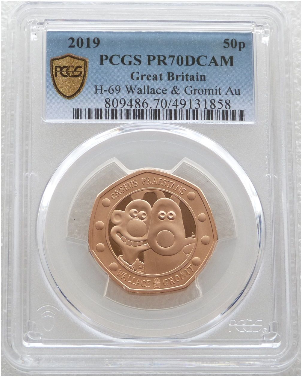 2019 Wallace and Gromit 50p Gold Proof Coin PCGS PR70 DCAM