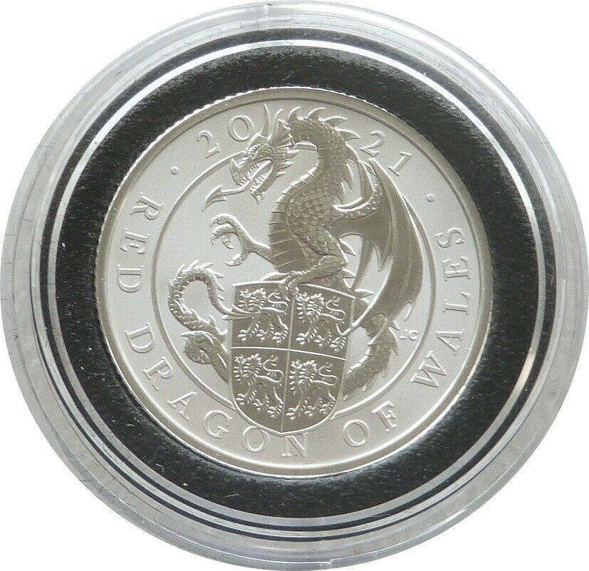 2021 Queen's Beasts Red Dragon of Wales 50p Silver Proof 1/4oz Coin