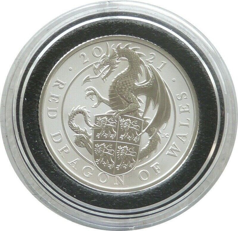 2021 Queen's Beasts Red Dragon of Wales 50p Silver Proof 1/4oz Coin