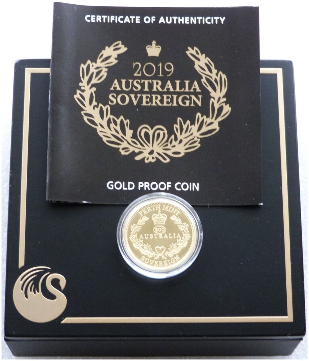 2019 Australia Perth Mint $25 Full Sovereign Gold Proof Coin Box Coa 2019 Australia Perth Mint $25 Full Sovereign Gold Proof Coin Box Coa
