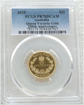 2019 Australia Perth Mint $25 Full Sovereign Gold Proof Coin PCGS PR70 DCAM