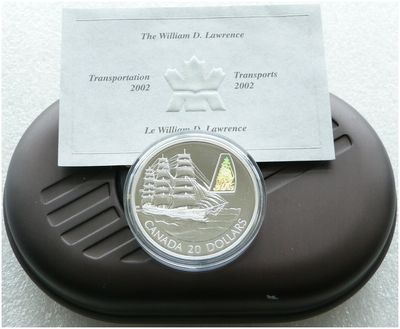 2002 Canada Transportation William D Lawrence Hologram $20 Silver Proof Coin Box Coa 2002 Canada Transportation William D Lawrence Hologram $20 Silver Proof Coin Box Coa