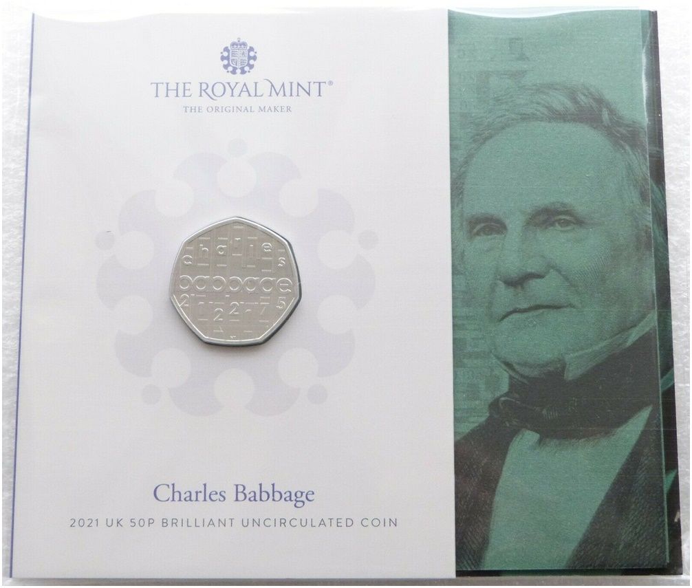 2021 Charles Babbage 50p Brilliant Uncirculated Coin Pack Sealed
