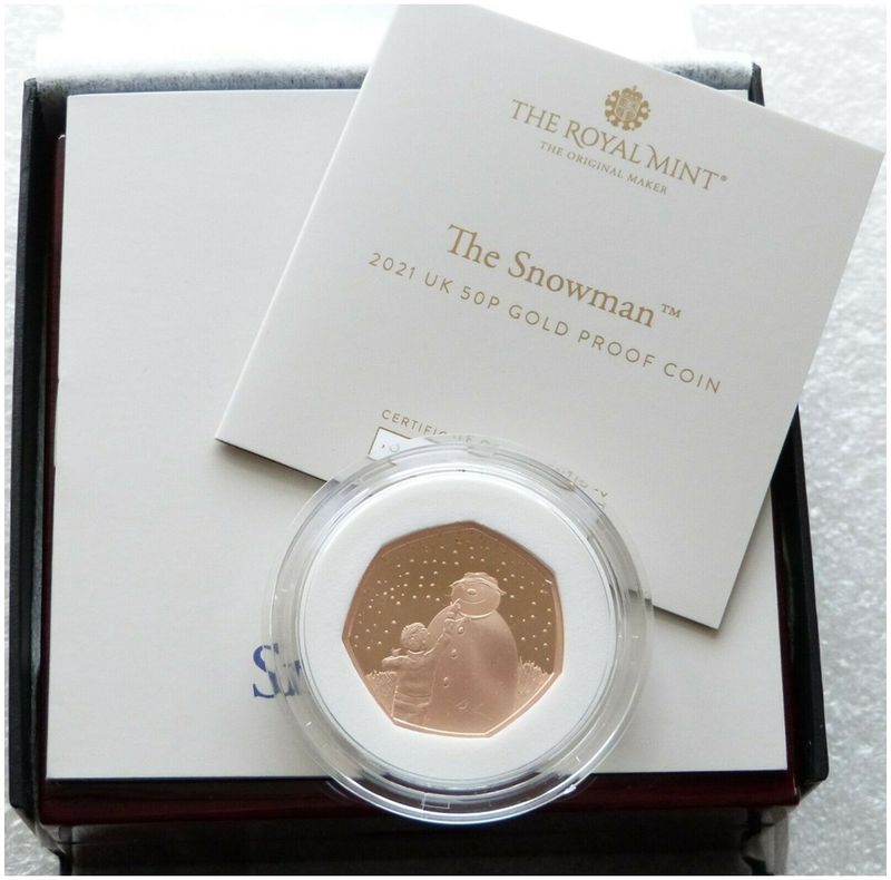 2021 The Snowman 50p Gold Proof Coin Box Coa