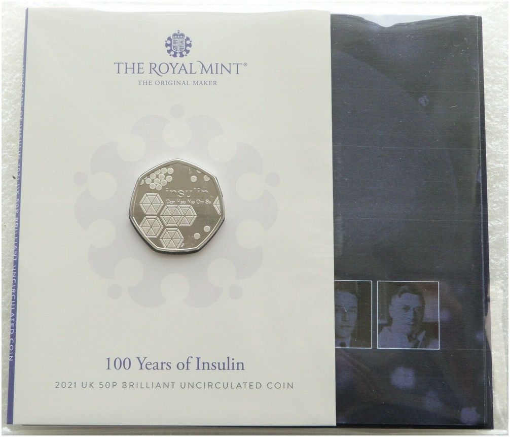 2021 Insulin 50p Brilliant Uncirculated Coin Pack Sealed