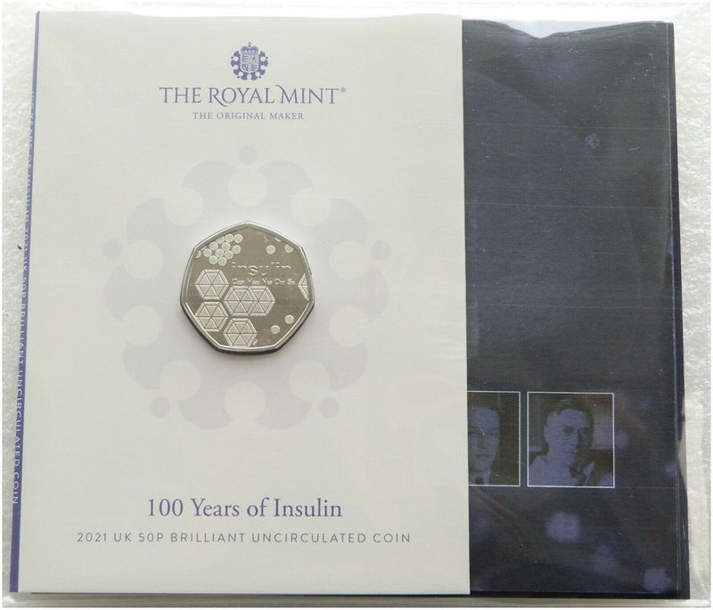 2021 Insulin 50p Brilliant Uncirculated Coin Pack Sealed