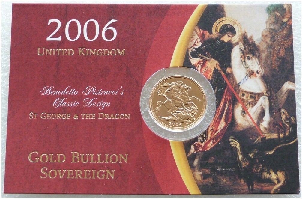 2006 St George and the Dragon Full Sovereign Gold Coin Mint Card