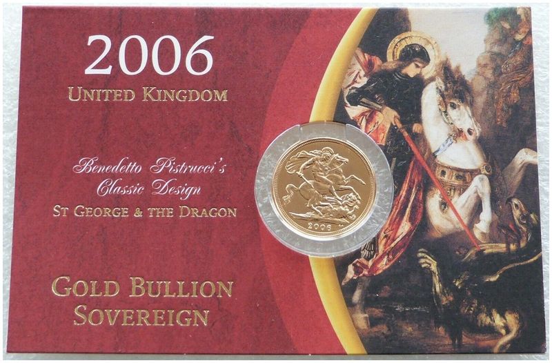 2006 St George and the Dragon Full Sovereign Gold Coin Mint Card