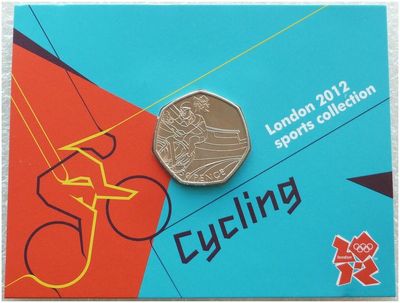 2011 London Olympic 2012 Sports Collection Cycling 50p Brilliant Uncirculated Coin Mint Card