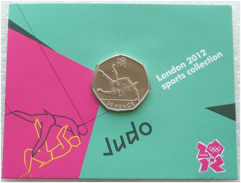 2011 London Olympic 2012 Sports Collection Judo 50p Brilliant Uncirculated Coin Mint Card