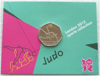 2011 London Olympic 2012 Sports Collection Judo 50p Brilliant Uncirculated Coin Mint Card