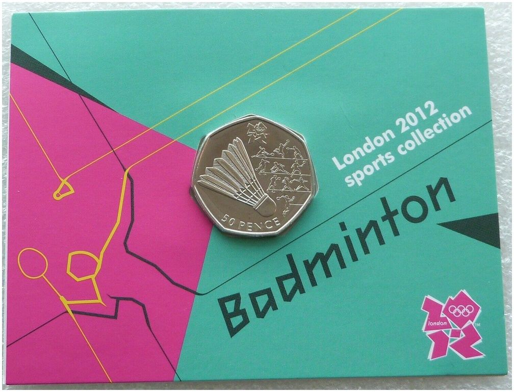 2011 London Olympic 2012 Sports Collection Badminton 50p Brilliant Uncirculated Coin Mint Card