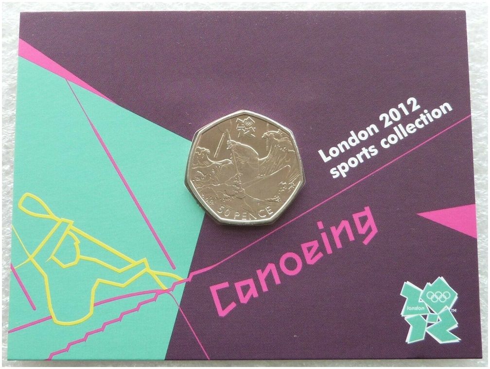 2011 London Olympic 2012 Sports Collection Canoeing 50p Brilliant Uncirculated Coin Mint Card