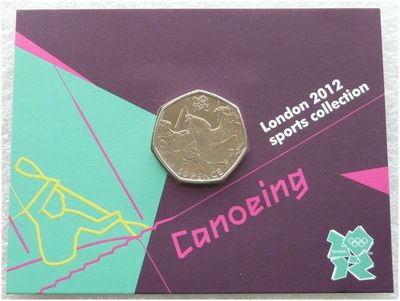 2011 London Olympic 2012 Sports Collection Canoeing 50p Brilliant Uncirculated Coin Mint Card
