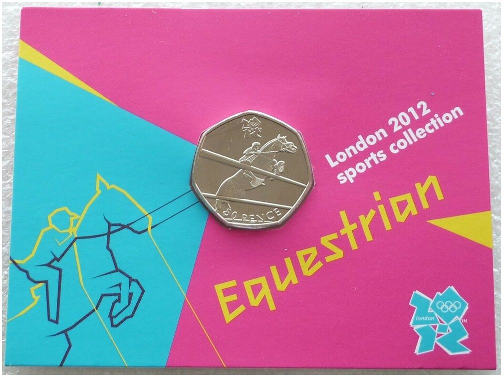 2011 London Olympic 2012 Sports Collection Equestrian 50p Brilliant Uncirculated Coin Mint Card
