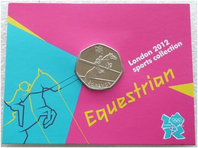 2011 London Olympic 2012 Sports Collection Equestrian 50p Brilliant Uncirculated Coin Mint Card