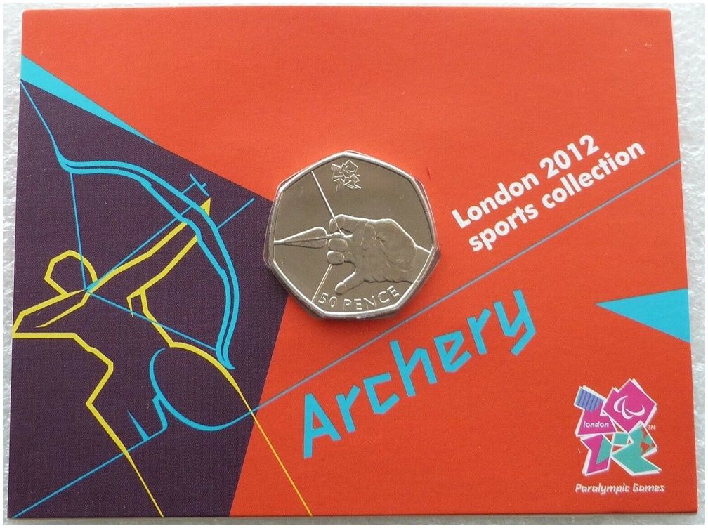 2011 London Olympic 2012 Sports Collection Archery 50p Brilliant Uncirculated Coin Mint Card