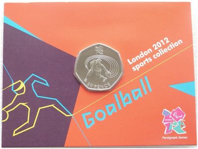 2011 London Olympic 2012 Sports Collection Goalball 50p Brilliant Uncirculated Coin Mint Card