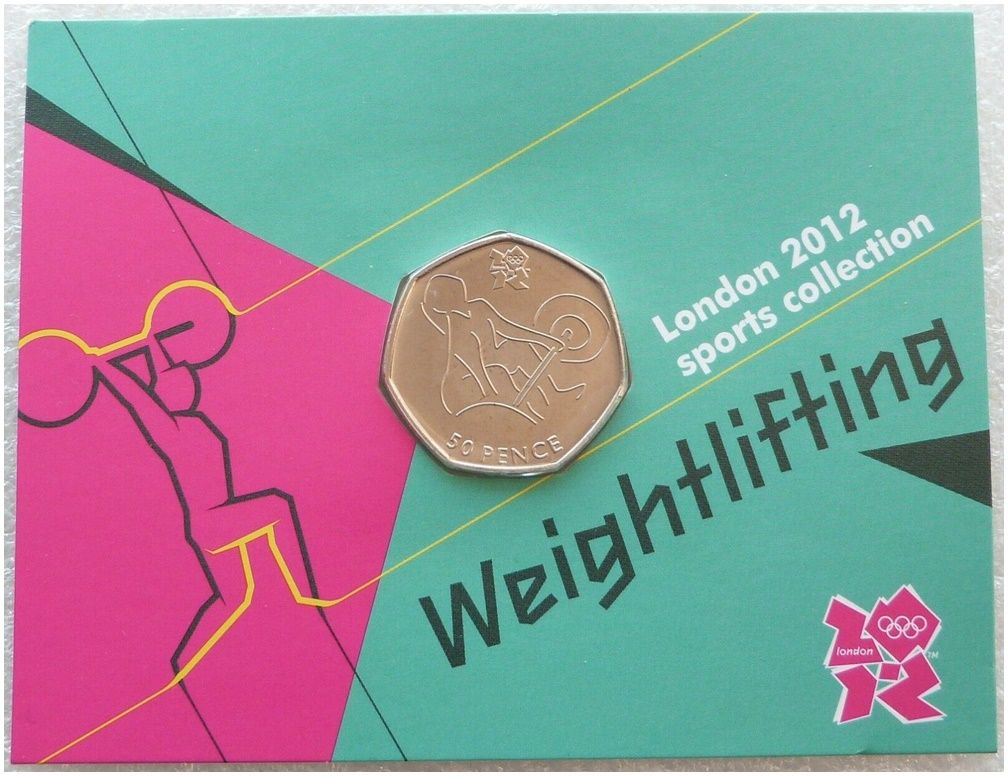2011 London Olympic 2012 Sports Collection Weightlifting 50p Brilliant Uncirculated Coin Mint Card