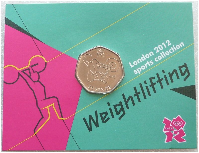 2011 London Olympic 2012 Sports Collection Weightlifting 50p Brilliant Uncirculated Coin Mint Card