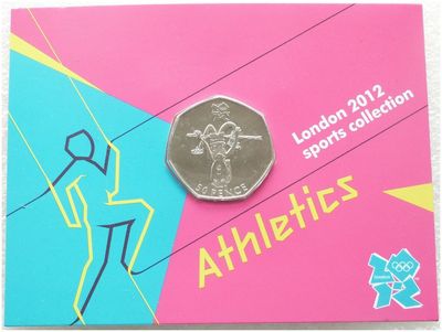 2011 London Olympic 2012 Sports Collection Athletics 50p Brilliant Uncirculated Coin Mint Card