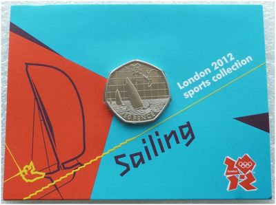 2011 London Olympic 2012 Sports Collection Sailing 50p Brilliant Uncirculated Coin Mint Card