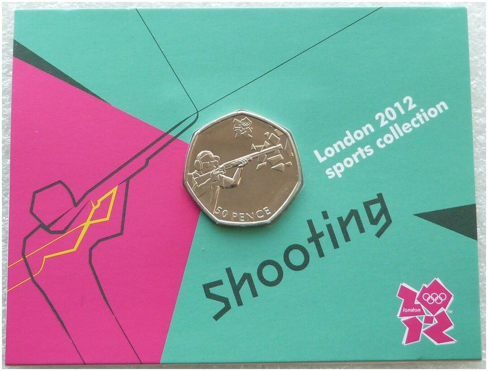 2011 London Olympic 2012 Sports Collection Shooting 50p Brilliant Uncirculated Coin Mint Card