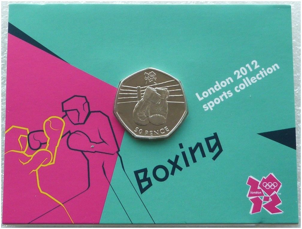 2011 London Olympic 2012 Sports Collection Boxing 50p Brilliant Uncirculated Coin Mint Card