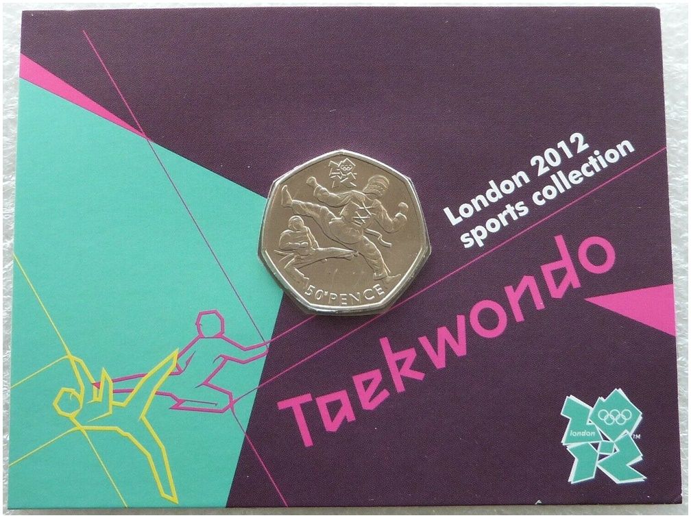 2011 London Olympic 2012 Sports Collection Taekwondo 50p Brilliant Uncirculated Coin Mint Card