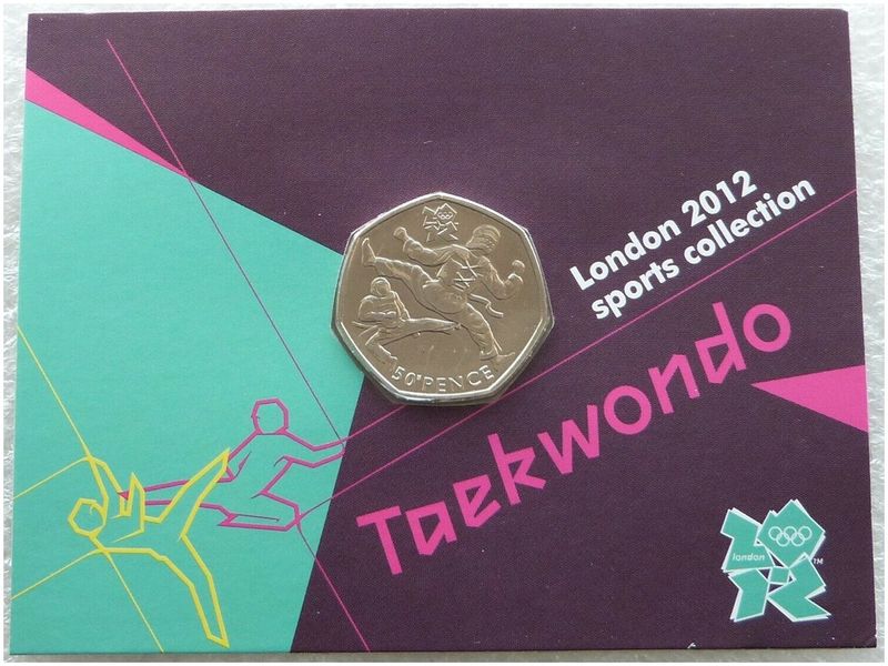 2011 London Olympic 2012 Sports Collection Taekwondo 50p Brilliant Uncirculated Coin Mint Card