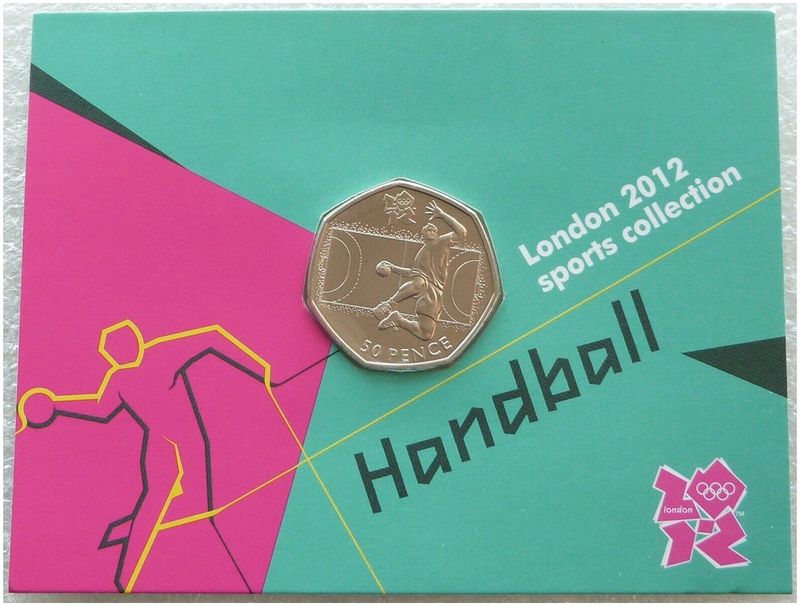 2011 London Olympic 2012 Sports Collection Handball 50p Brilliant Uncirculated Coin Mint Card