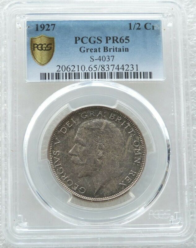 1927 George V Bare Head Half Crown Silver Proof Coin PCGS PR65 1927 George V Bare Head Half Crown Silver Proof Coin PCGS PR65